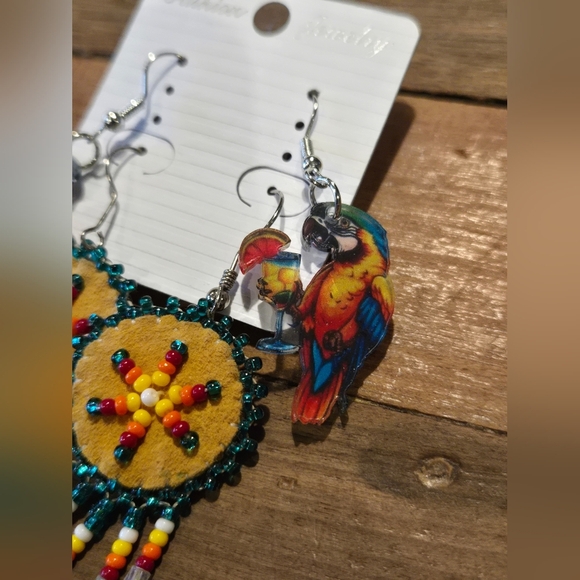 NWT!! Fashion Jewelry | Colorful Parrot Dangle Earrings - Picture 2 of 3